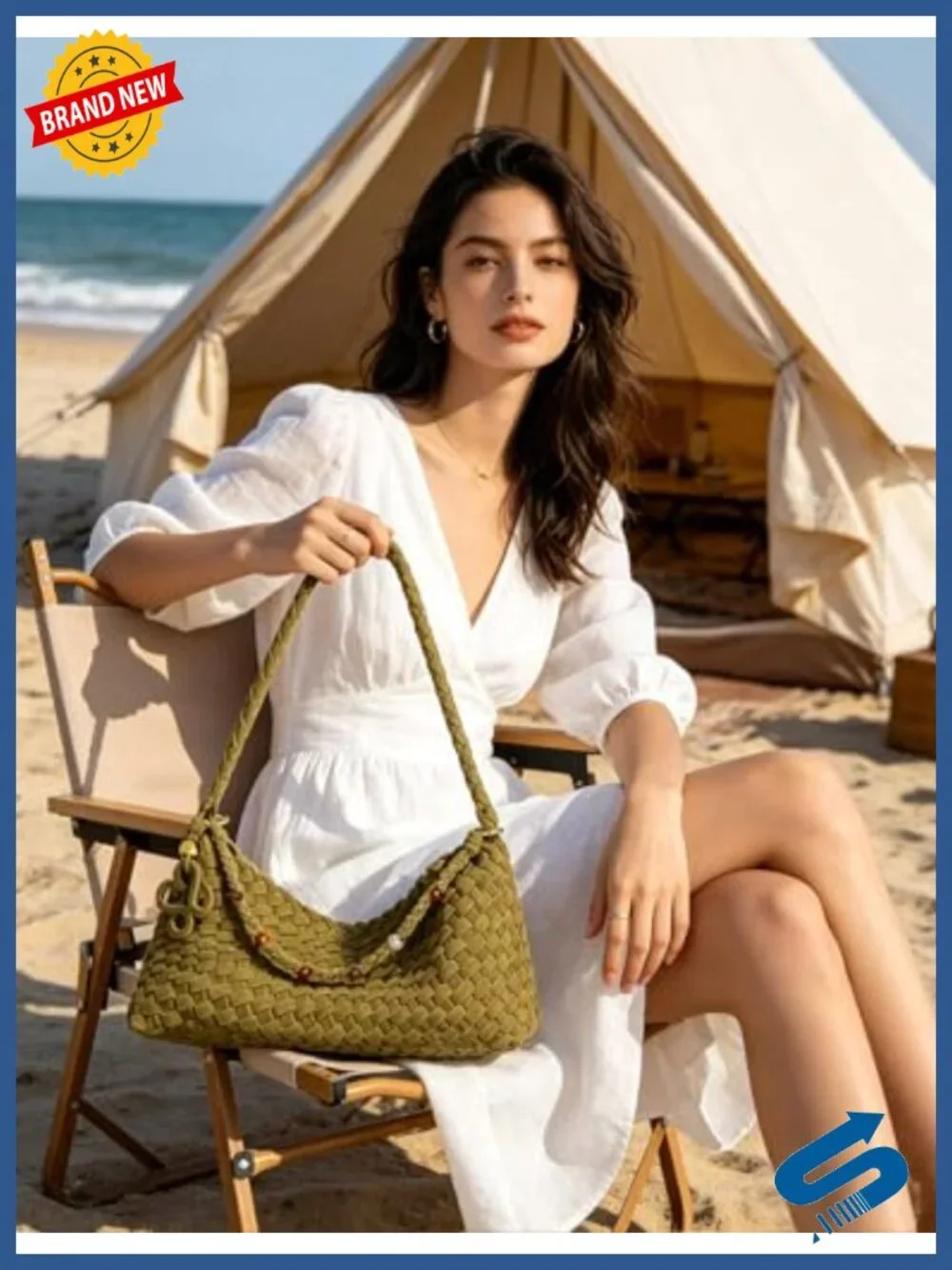Suede Woven Hobo Shoulder Bag Small Handbag Magnetic Closure
